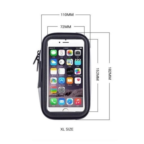 Rowerowy wodoodporny motocyklowy uchwyt torba sakwa na telefon na kierownicę XL (max wymiar telefonu: 165 mm x 80 mm) czarny (be