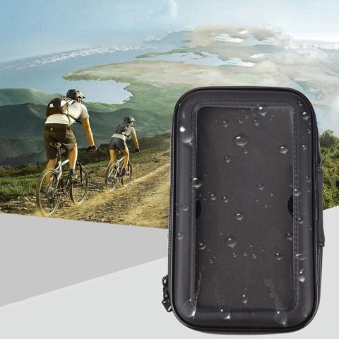 Rowerowy wodoodporny motocyklowy uchwyt torba sakwa na telefon na kierownicę XL (max wymiar telefonu: 165 mm x 80 mm) czarny (be
