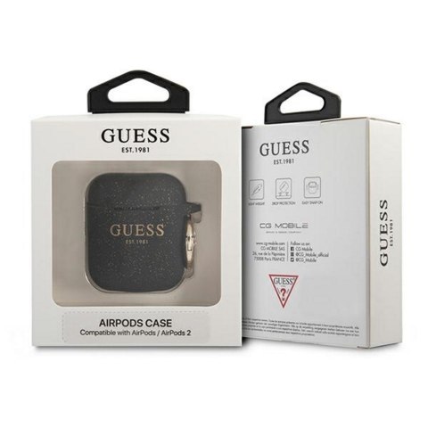 Guess etui do AirPods GUA2SGGEK czarne Silicone Glitter Guess etui do AirPods GUA2SGGEK czarne Silicone Glitter