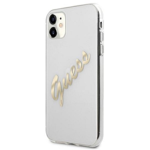 Guess nakładka do iPhone 12 Pro Max 6,7" GUHCP12LKTRSVGO przezroczysta hard case Vintage Script Gold
