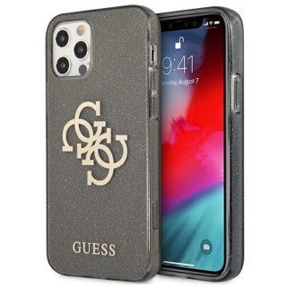 Guess nakładka do iPhone 12 Pro Max 6,7" GUHCP12LPCUGL4GBK czarna hard case Glitter 4G Big Logo