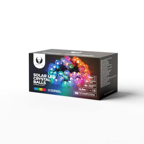 Łańcuch świetlny Solarny LED PRZEZROCZYSTE KULKI SCB61 6,5m 30 kulek kolorowy Forever Light Łańcuch świetlny Solarny LED PRZEZROCZYSTE KULKI SCB61 6,5m 30 kulek kolorowy Forever Light