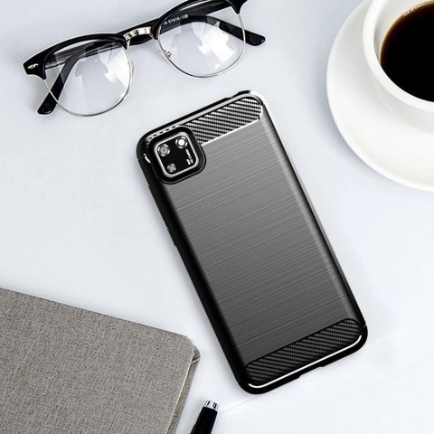 Carbon Case elastyczne etui pokrowiec Huawei Y5p czarny Carbon Case elastyczne etui pokrowiec Huawei Y5p czarny