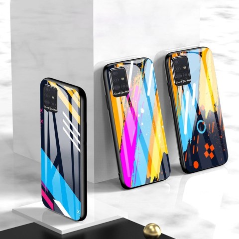 Color Glass Case etui pokrowiec nakładka ze szkła hartowanego z osłoną na aparat Samsung Galaxy A71 pattern 1