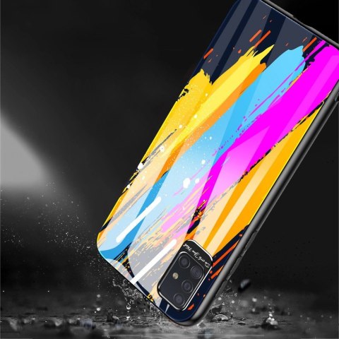 Color Glass Case etui pokrowiec nakładka ze szkła hartowanego z osłoną na aparat Samsung Galaxy A71 pattern 1
