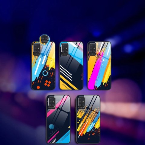 Color Glass Case etui pokrowiec nakładka ze szkła hartowanego z osłoną na aparat Samsung Galaxy A71 pattern 1