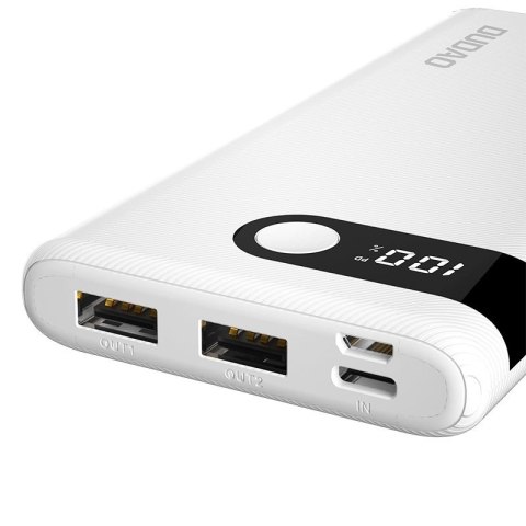 Dudao powerbank 10000 mAh 2x USB / USB Typ C / micro USB 2 A z ekranem LED biały (K9Pro-01) Dudao powerbank 10000 mAh 2x USB / USB Typ C / micro USB 2 A z ekranem LED biały (K9Pro-01)
