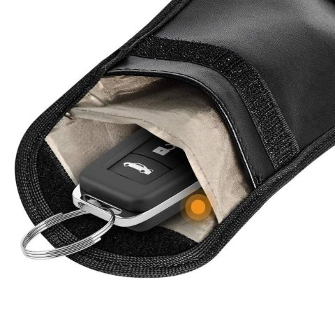 Etui antykradzieżowe na klucze samochodowe blokujące fale radiowe pokrowiec Keyless Faraday Box klatka Faradaya 14 cm z 10 cm cz Etui antykradzieżowe na klucze samochodowe blokujące fale radiowe pokrowiec Keyless Faraday Box klatka Faradaya 14 cm z 10 cm cz
