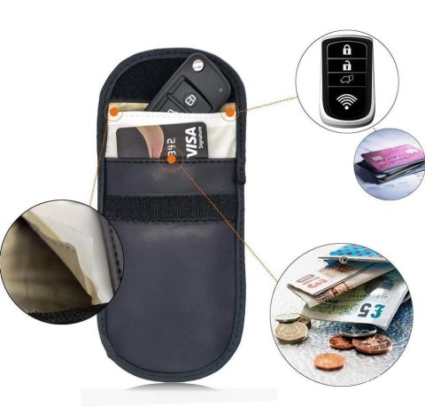 Etui antykradzieżowe na klucze samochodowe blokujące fale radiowe pokrowiec Keyless Faraday Box klatka Faradaya 14 cm z 10 cm cz Etui antykradzieżowe na klucze samochodowe blokujące fale radiowe pokrowiec Keyless Faraday Box klatka Faradaya 14 cm z 10 cm cz