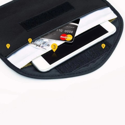 Etui antykradzieżowe na klucze samochodowe telefon blokujące fale radiowe Faraday Box klatka Faradaya 20 cm x 11 cm czarny Etui antykradzieżowe na klucze samochodowe telefon blokujące fale radiowe Faraday Box klatka Faradaya 20 cm x 11 cm czarny