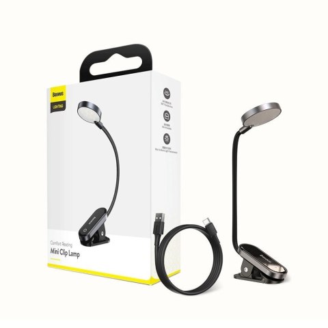Baseus mini lampka lampa LED z klipsem szary (DGRAD-0G) Baseus mini lampka lampa LED z klipsem szary (DGRAD-0G)