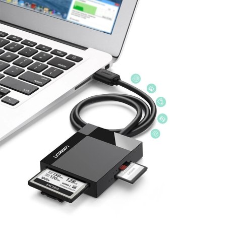 Czytnik kart pamięci Ugreen CR125 SD / micro SD / CF / MS z kablem USB 3.0 0.5m - czarny Czytnik kart pamięci Ugreen CR125 SD / micro SD / CF / MS z kablem USB 3.0 0.5m - czarny