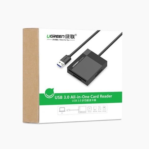 Czytnik kart pamięci Ugreen CR125 SD / micro SD / CF / MS z kablem USB 3.0 0.5m - czarny Czytnik kart pamięci Ugreen CR125 SD / micro SD / CF / MS z kablem USB 3.0 0.5m - czarny