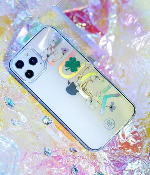 Kingxbar Lucky Series etui ozdobione oryginalnymi Kryształami Swarovskiego iPhone 12 mini przezroczysty (Clover) Kingxbar Lucky Series etui ozdobione oryginalnymi Kryształami Swarovskiego iPhone 12 mini przezroczysty (Clover)