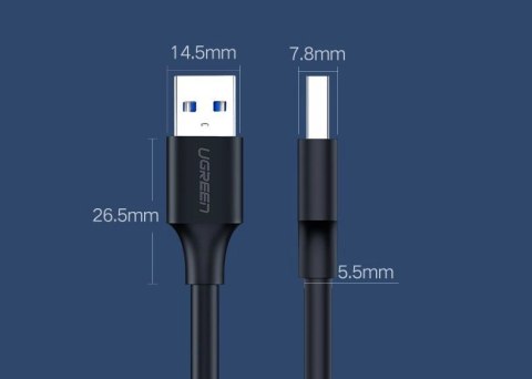 Ugreen kabel przewód USB 2.0 (męski) - USB 2.0 (męski) 2 m czarny (US128 10311) Ugreen kabel przewód USB 2.0 (męski) - USB 2.0 (męski) 2 m czarny (US128 10311)