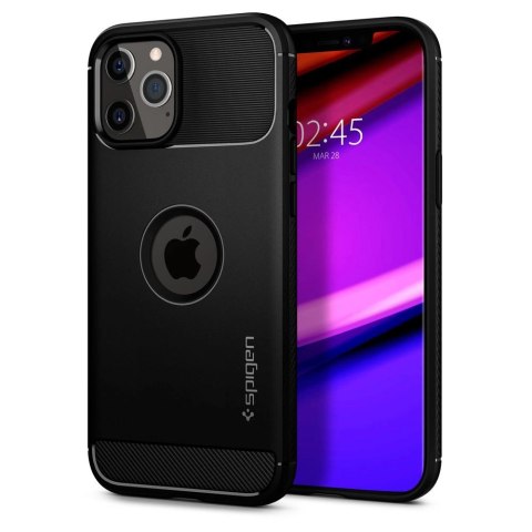 Etui Spigen Rugged Armor na iPhone 12 / iPhone 12 Pro - czarny mat Etui Spigen Rugged Armor na iPhone 12 / iPhone 12 Pro - czarny mat