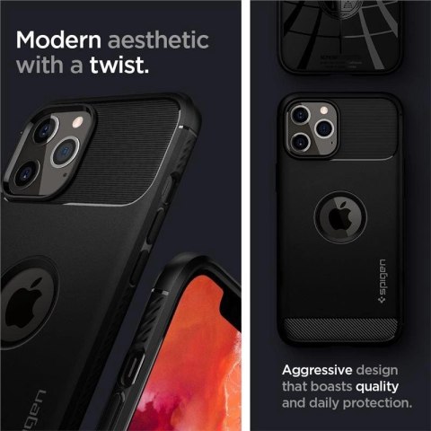 Etui Spigen Rugged Armor na iPhone 12 / iPhone 12 Pro - czarny mat Etui Spigen Rugged Armor na iPhone 12 / iPhone 12 Pro - czarny mat