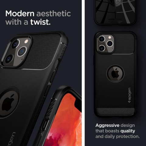 Etui Spigen Rugged Armor na iPhone 12 / iPhone 12 Pro - czarny mat Etui Spigen Rugged Armor na iPhone 12 / iPhone 12 Pro - czarny mat