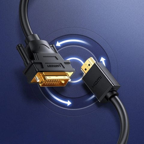 Kabel Ugreen HD106 DVI 24+1 pin / HDMI FHD 60Hz 1.5m - czarny (11150) Kabel Ugreen HD106 DVI 24+1 pin / HDMI FHD 60Hz 1.5m - czarny (11150)