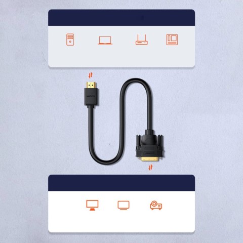 Kabel Ugreen HD106 DVI 24+1 pin / HDMI FHD 60Hz 1.5m - czarny (11150) Kabel Ugreen HD106 DVI 24+1 pin / HDMI FHD 60Hz 1.5m - czarny (11150)