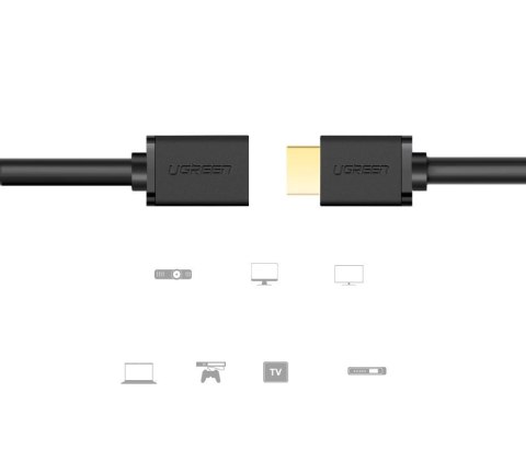 Kabel Ugreen HD107 10140 HDMI (męski) - HDMI (żeński) 4K 0.5 m - czarny Kabel Ugreen HD107 10140 HDMI (męski) - HDMI (żeński) 4K 0.5 m - czarny
