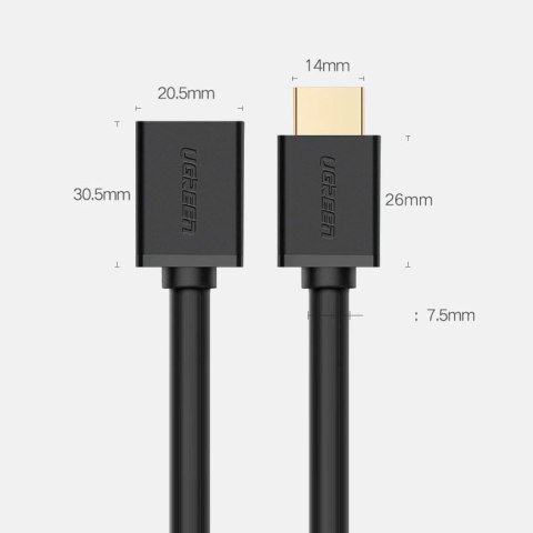 Kabel Ugreen HD107 10140 HDMI (męski) - HDMI (żeński) 4K 0.5 m - czarny Kabel Ugreen HD107 10140 HDMI (męski) - HDMI (żeński) 4K 0.5 m - czarny