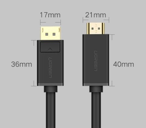 Ugreen jednokierunkowy kabel z DisplayPort na HDMI 4K 30 Hz 32 AWG 1,5 m czarny (DP101 10239) Ugreen jednokierunkowy kabel z DisplayPort na HDMI 4K 30 Hz 32 AWG 1,5 m czarny (DP101 10239)