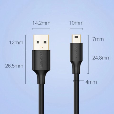 Ugreen kabel przewód USB - mini USB 480 Mbps 2 m czarny (US132 30472) Ugreen kabel przewód USB - mini USB 480 Mbps 2 m czarny (US132 30472)