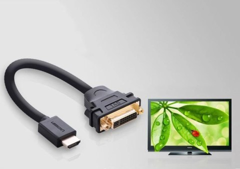 Ugreen kabel przewód adapter przejściówka DVI 24+5 pin (żeński) - HDMI (męski) 22 cm czarny (20136) Ugreen kabel przewód adapter przejściówka DVI 24+5 pin (żeński) - HDMI (męski) 22 cm czarny (20136)