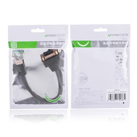 Ugreen kabel przewód adapter przejściówka DVI 24+5 pin (żeński) - HDMI (męski) 22 cm czarny (20136) Ugreen kabel przewód adapter przejściówka DVI 24+5 pin (żeński) - HDMI (męski) 22 cm czarny (20136)