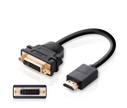 Ugreen kabel przewód adapter przejściówka DVI 24+5 pin (żeński) - HDMI (męski) 22 cm czarny (20136) Ugreen kabel przewód adapter przejściówka DVI 24+5 pin (żeński) - HDMI (męski) 22 cm czarny (20136)