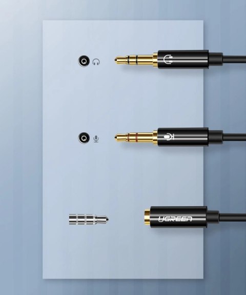Ugreen kabel rozdzielacz AUX 3,5 mm mini jack (żeński) - 2x 3,5 mm mini jack (męski - mikrofon i słuchawki) czarny (AV140 20899) Ugreen kabel rozdzielacz AUX 3,5 mm mini jack (żeński) - 2x 3,5 mm mini jack (męski - mikrofon i słuchawki) czarny (AV140 20899)