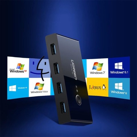 Ugreen switch box HUB przełącznik 4x USB 3.2 Gen 1 rozdzielacz USB na dwa komputery czarny (US216 30768) Ugreen switch box HUB przełącznik 4x USB 3.2 Gen 1 rozdzielacz USB na dwa komputery czarny (US216 30768)