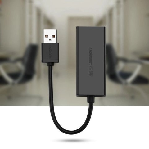 Ugreen zewnętrzna karta sieciowa RJ45 - USB 2.0 100 Mbps Ethernet czarny (CR110 20254) Ugreen zewnętrzna karta sieciowa RJ45 - USB 2.0 100 Mbps Ethernet czarny (CR110 20254)