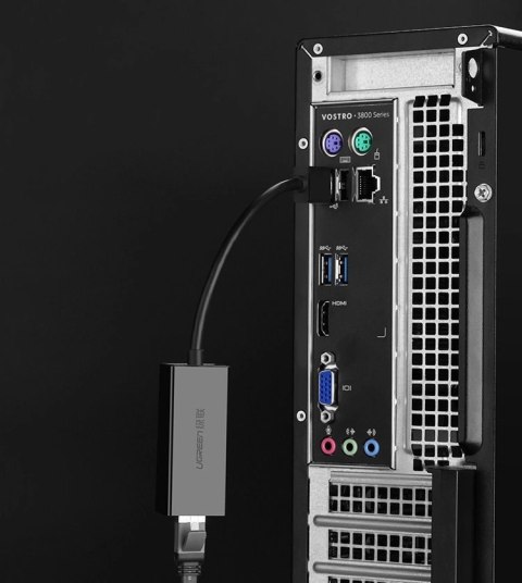 Ugreen zewnętrzna karta sieciowa RJ45 - USB 2.0 100 Mbps Ethernet czarny (CR110 20254) Ugreen zewnętrzna karta sieciowa RJ45 - USB 2.0 100 Mbps Ethernet czarny (CR110 20254)