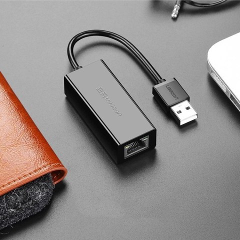 Ugreen zewnętrzna karta sieciowa RJ45 - USB 2.0 100 Mbps Ethernet czarny (CR110 20254) Ugreen zewnętrzna karta sieciowa RJ45 - USB 2.0 100 Mbps Ethernet czarny (CR110 20254)