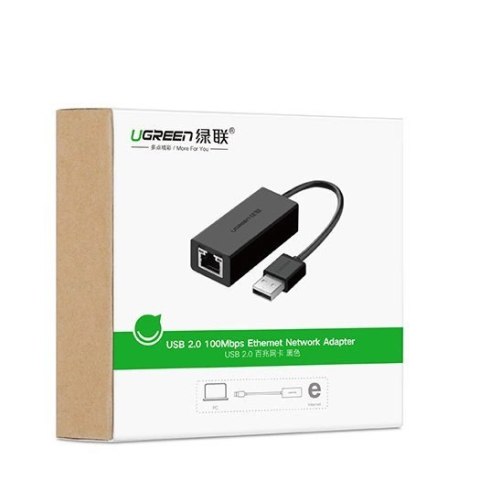 Ugreen zewnętrzna karta sieciowa RJ45 - USB 2.0 100 Mbps Ethernet czarny (CR110 20254) Ugreen zewnętrzna karta sieciowa RJ45 - USB 2.0 100 Mbps Ethernet czarny (CR110 20254)