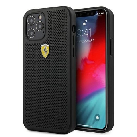 Etui Ferrari On Track Perforated na iPhone 12 Pro Max - czarne Etui Ferrari On Track Perforated na iPhone 12 Pro Max - czarne