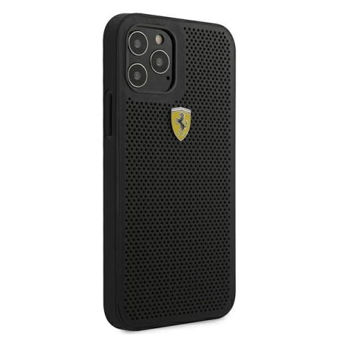 Etui Ferrari On Track Perforated na iPhone 12 Pro Max - czarne Etui Ferrari On Track Perforated na iPhone 12 Pro Max - czarne