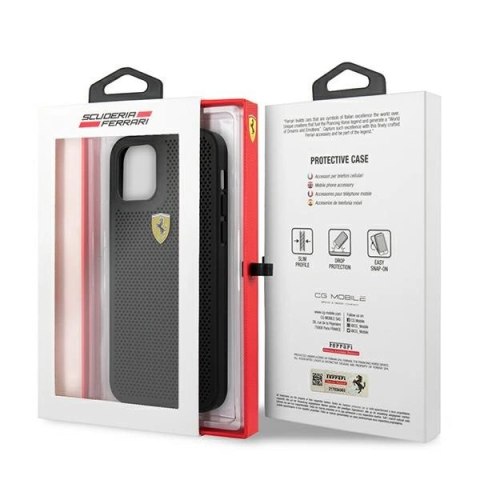 Etui Ferrari On Track Perforated na iPhone 12 Pro Max - czarne Etui Ferrari On Track Perforated na iPhone 12 Pro Max - czarne