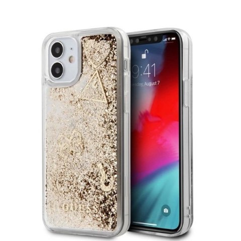 Guess GUHCP12SGLHFLGO iPhone 12 mini 5,4" gold/złoty hardcase Glitter Charms