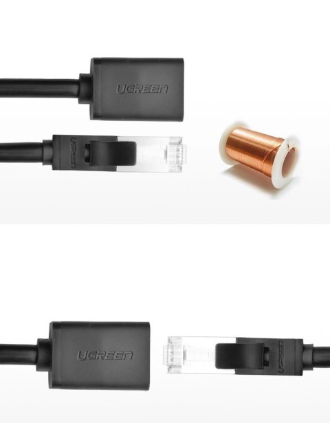 Kabel Ugreen NW112 11282 sieciowy Ethernet RJ45 (żeński) - RJ45 (męski) F/UTP Cat. 6 1 Gbps 3m - czarny Kabel Ugreen NW112 11282 sieciowy Ethernet RJ45 (żeński) - RJ45 (męski) F/UTP Cat. 6 1 Gbps 3m - czarny