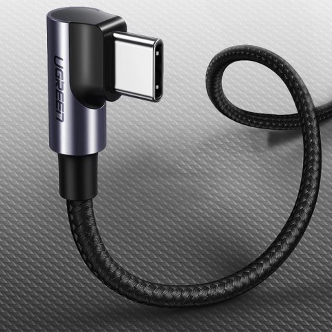 Kabel Ugreen US255 50123 USB-C (prosty) / USB-C (kątowy) PD QC 60W 3A 1m - szary Kabel Ugreen US255 50123 USB-C (prosty) / USB-C (kątowy) PD QC 60W 3A 1m - szary