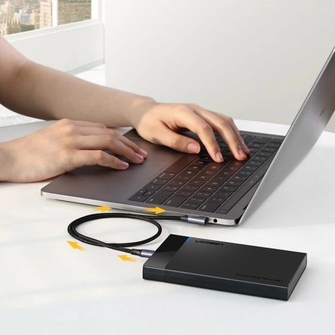 Kabel Ugreen US255 50123 USB-C (prosty) / USB-C (kątowy) PD QC 60W 3A 1m - szary Kabel Ugreen US255 50123 USB-C (prosty) / USB-C (kątowy) PD QC 60W 3A 1m - szary