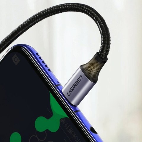 Kabel Ugreen US255 50123 USB-C (prosty) / USB-C (kątowy) PD QC 60W 3A 1m - szary Kabel Ugreen US255 50123 USB-C (prosty) / USB-C (kątowy) PD QC 60W 3A 1m - szary