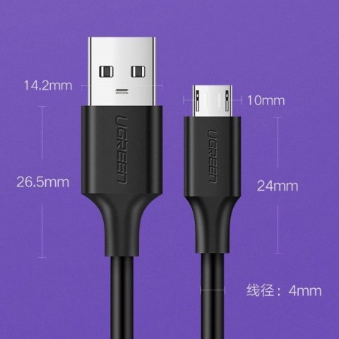 Kabel Ugreen US289 60137 micro USB / USB-A 1.5m - czarny Kabel Ugreen US289 60137 micro USB / USB-A 1.5m - czarny
