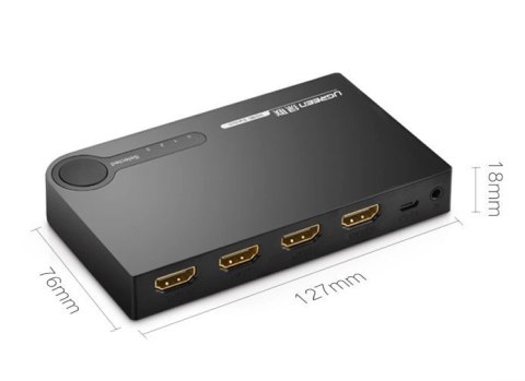 Ugreen przełącznik rozdzielacz splitter switch HDMI - 3x HDMI 3D 4K 7,5 Gbps 36 bit na kanał czarny (40234) Ugreen przełącznik rozdzielacz splitter switch HDMI - 3x HDMI 3D 4K 7,5 Gbps 36 bit na kanał czarny (40234)