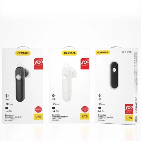 Dudao zestaw słuchawkowy bezprzewodowa słuchawka Bluetooth 5.0 do samochodu czarny (U7S black) Dudao zestaw słuchawkowy bezprzewodowa słuchawka Bluetooth 5.0 do samochodu czarny (U7S black)