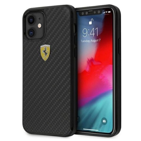 Etui Ferrari On Track Real Carbon na iPhone 12 mini - czarne Etui Ferrari On Track Real Carbon na iPhone 12 mini - czarne
