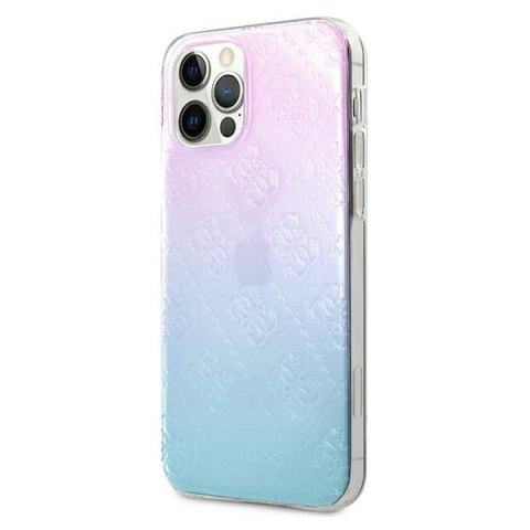 Etui Guess 4G 3D Pattern Collection na iPhone 12 Pro Max - niebiesko-różowe